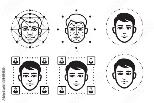 Face Detection Icons Collection – Multiple Vector Styles Included