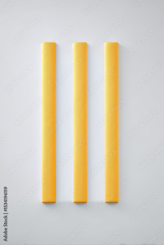 Fototapeta premium Three Vertical Yellow Sculptures on White Background