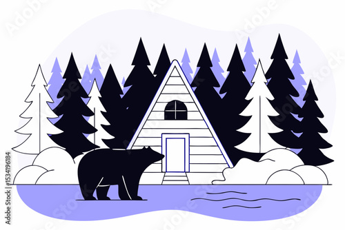 winter landscape with deer