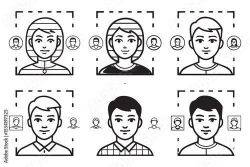 Face Detection Icons Collection – Multiple Vector Styles Included