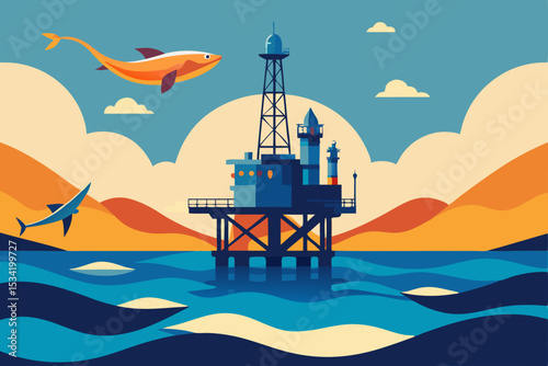 oil rig in the sea