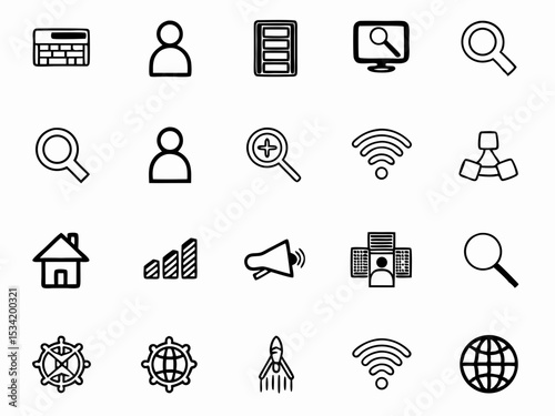 Collection of web icons for website design and development vector set for ui ux design and mobile app