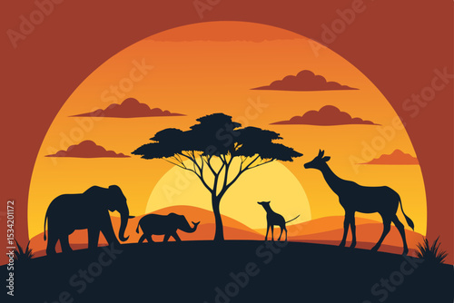 silhouette of a giraffe