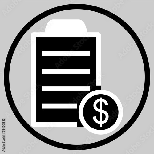 Circular budgeting icon with clipboard and dollar
