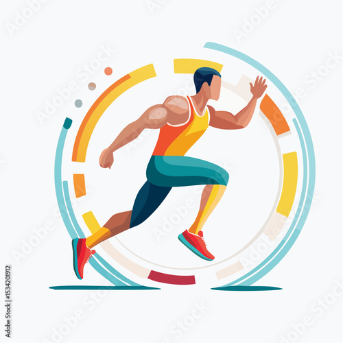abstract icon of a sprinter on a white background