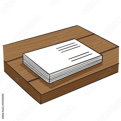 Blank business cards stacked on wooden table background  