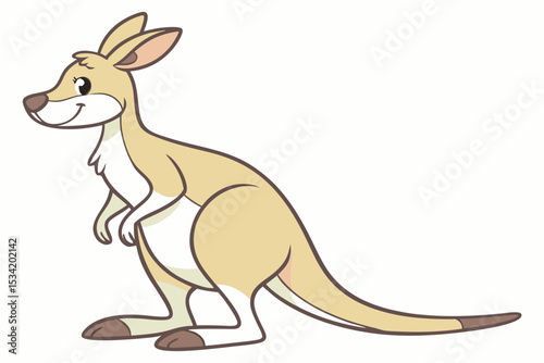 Cute kangaroo standing upright with soft tan and cream fur and big smile