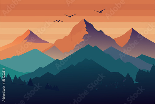 sunset in mountains
