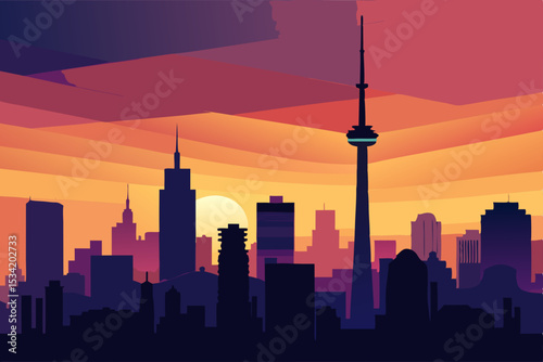 toronto skyline at sunset
