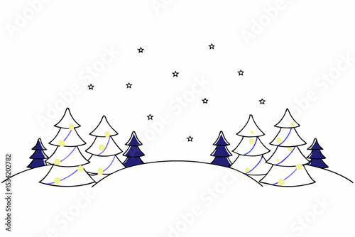 winter landscape with christmas trees