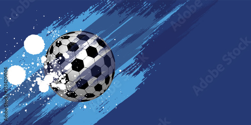 vector black grunge soccer ball on white and blue