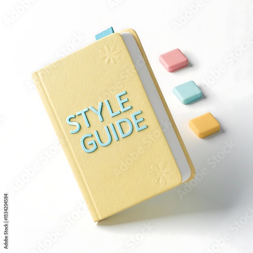 Yellow Style Guide Book with Pastel Sticky Notes: Fashion, Design, and Branding Resource for Creative Professionals