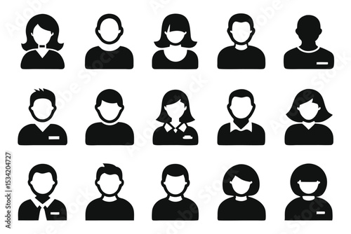Collection of black and white silhouette icons representing various business professionals