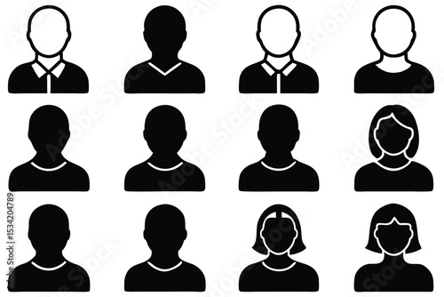 Collection of diverse avatar icons representing people in various silhouettes and styles