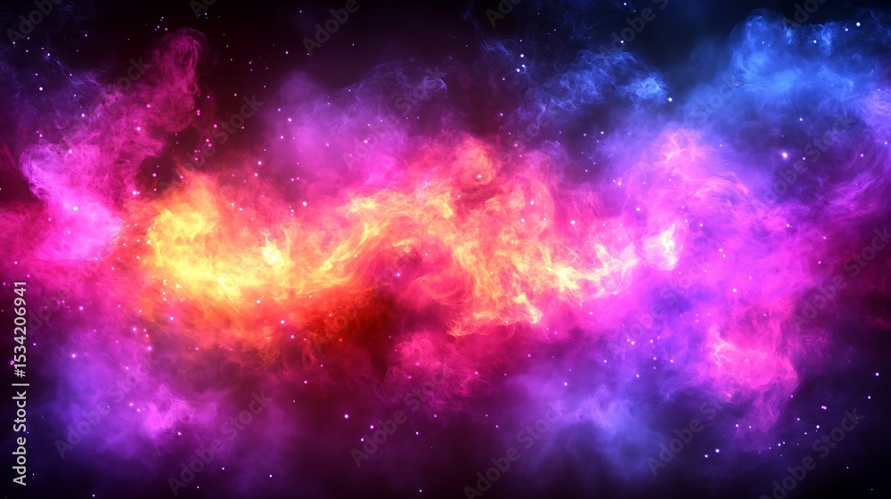Obraz premium Magnificent cosmic cloudscape unfolds with vibrant colors and twinkling stars