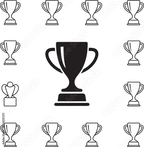 trophy and awards icons set