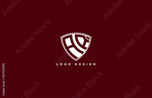 Modern AA logo design inside a geometric shield emblem with bold lines and minimalist style on dark maroon background, ideal for branding and corporate identity