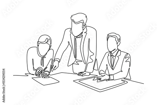 Human resource concept. Single line draw design. Vector graphic illustration