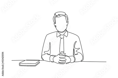 Human resource concept. Single line draw design. Vector graphic illustration