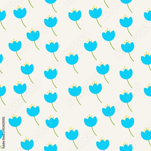 Wallpaper Mural Seamless blue little tulip flower pattern  Torontodigital.ca