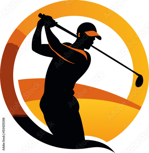 golfer silhouette vector icon