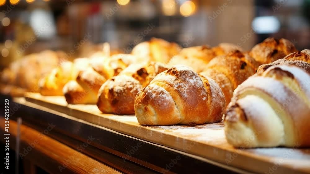Delicious bakery products on the store counter