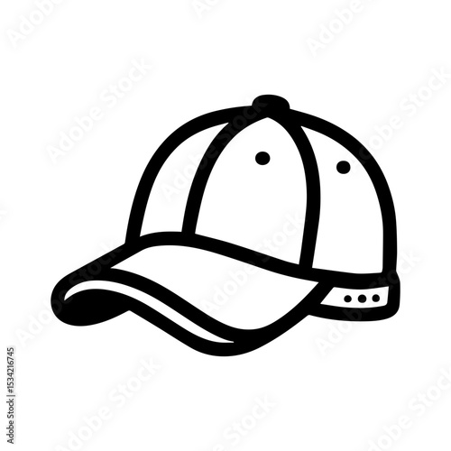 Baseball cap icon representing casual curved-brim hat commonly worn for sports and fashion on transparent background
