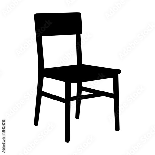 Dining chair icon representing classic home furniture seating for kitchen or dining room on transparent background
