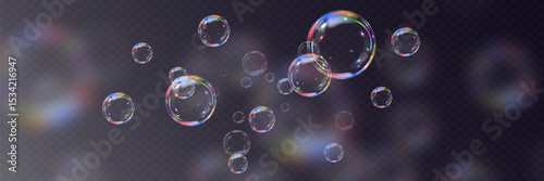 Realistic soap bubbles collection.Abstract floating soap bubbles.Vector EPS 10.