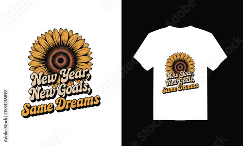Back to School T-Shirt Design – "New Year, New Goals, Same Dreams" Vector Illustration