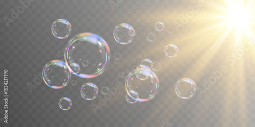 Realistic soap bubbles collection.Abstract floating soap bubbles.Vector EPS 10.