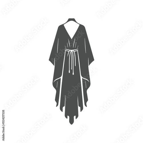 Minimalist kaftan dress silhouette. Elegant Kaftan dress vector 