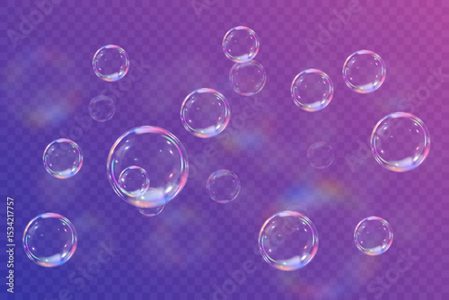 Realistic soap bubbles collection.Abstract floating soap bubbles.Vector EPS 10.
