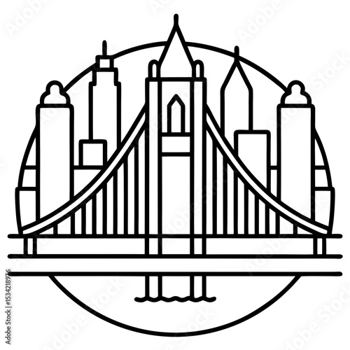 Brooklyn line art vector