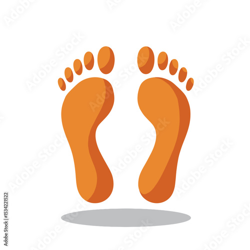 Orange Footprints Graphic Illustration on White Background for Health and Wellness Concepts