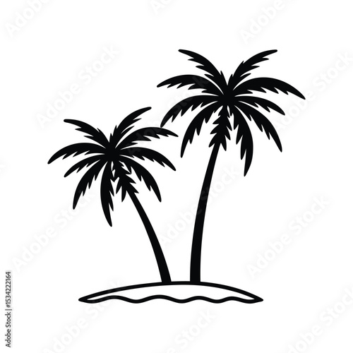 palm tree tropical summer icon vector illustration design  black and white