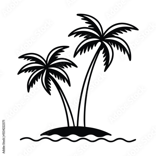 coconut palm trees summer time icon. Isolated and flat illustration