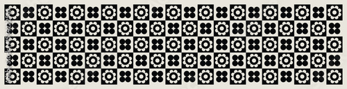 Mid century modern floral geometric pattern in black and white. Graphical illustration for a unique banners, textiles and home décor.	

