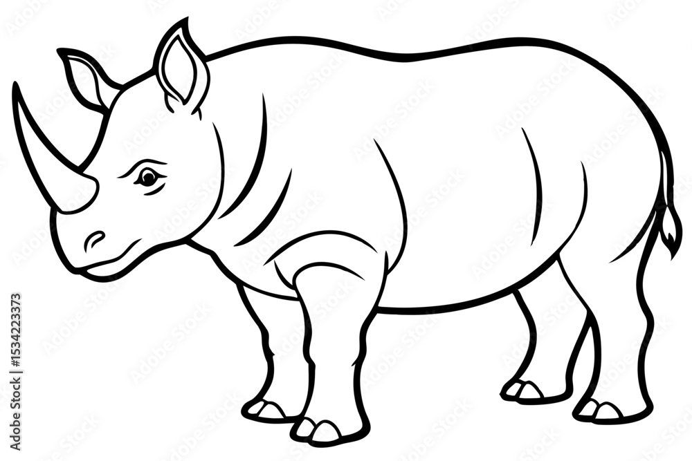 Fototapeta premium Minimal Rhino Line Art Vector 