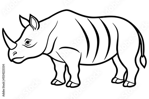 Minimal Rhino Line Art Vector 