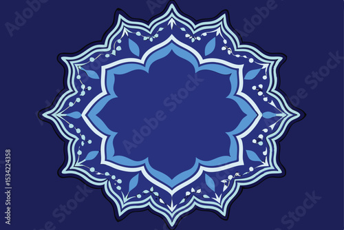 Elegant blue ornamental floral design decorative circle pattern for background and graphic purposes