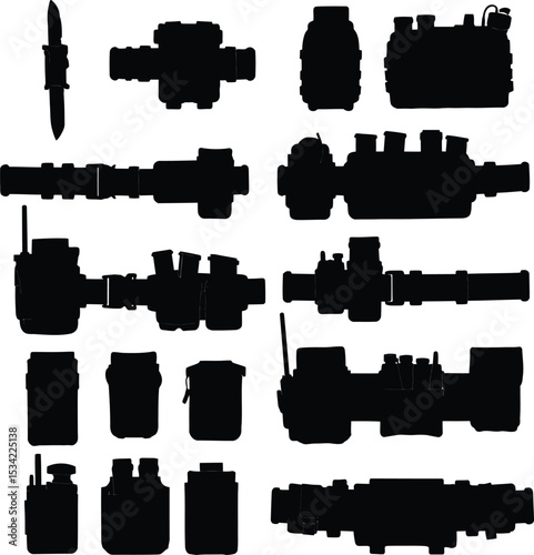 Diverse Tactical Belt Vector Collection: Durable Military and Outdoor Belts with Quick-Release Buckles for Adventure, Security, and Uniform Apparel Designs.