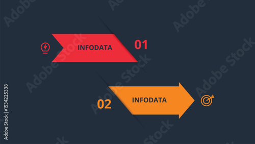Creative concept for infographic with 2 steps, template for web on a black background.
