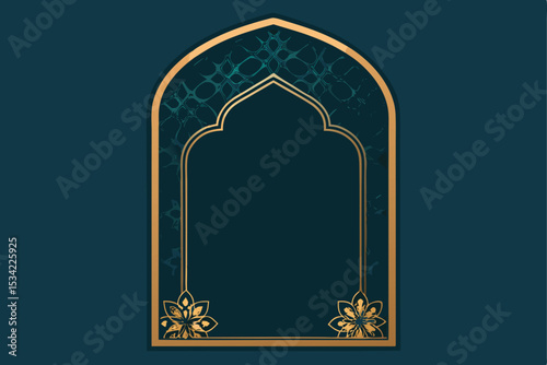 Elegant gold arch design with decorative floral elements for islamic and cultural themes