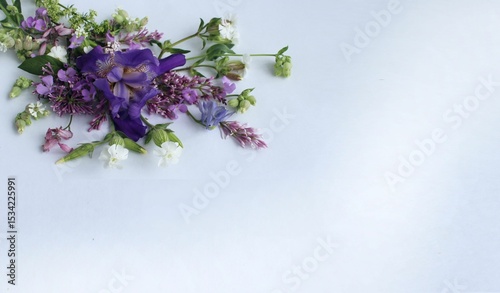 A summer bouquet. Wildflowers. A flower arrangement with a place for text.