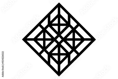 Single Rhombus Maghrebi Tile in Ochre & Black – Traditional Moroccan Pattern on White