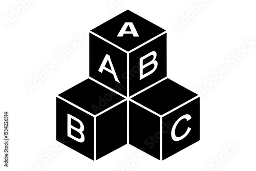 ABC Stacking Cubes Set – Flat Vector Icon on White Background