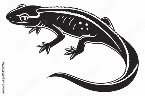 eastern newt sihouette black vector