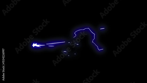 Realistic 3D Electric Lightning Storm Animation with Blue Thunder Flash and Continuous Loop Effect Isolated on Transparent Alpha Channel and black Screen
