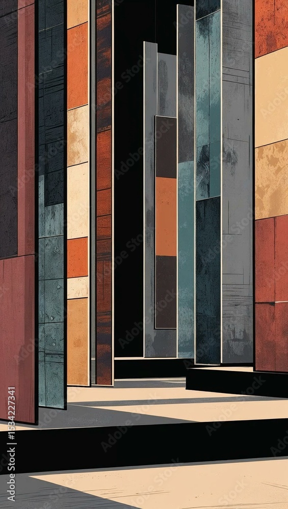 Fototapeta premium colorful windows on a brick wall